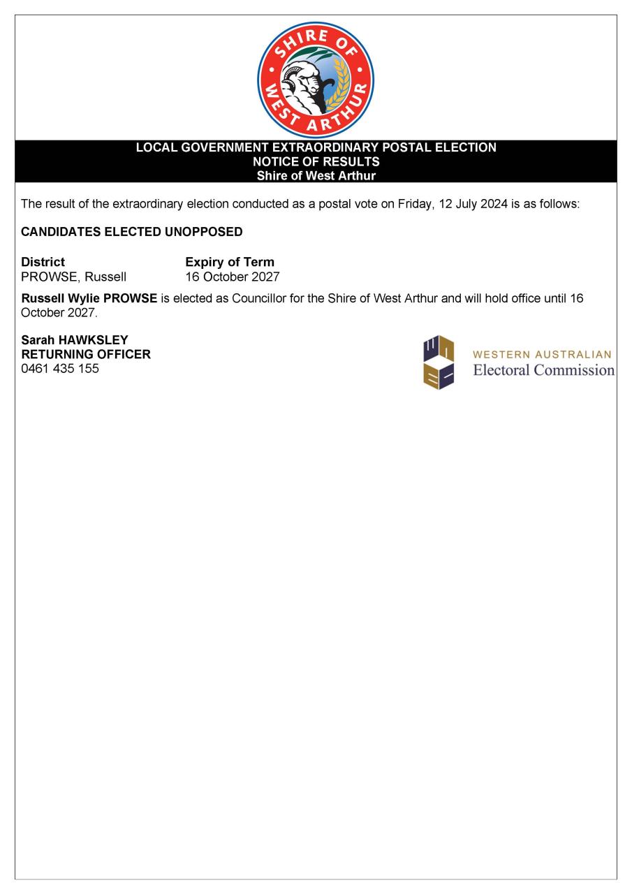 News Story - Local Government Extraordinary Postal Election - Notice of ...